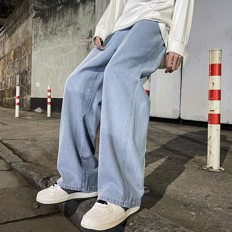 Męskie jeansy baggy z szerokimi nogawkami i elastycznym pasem 7