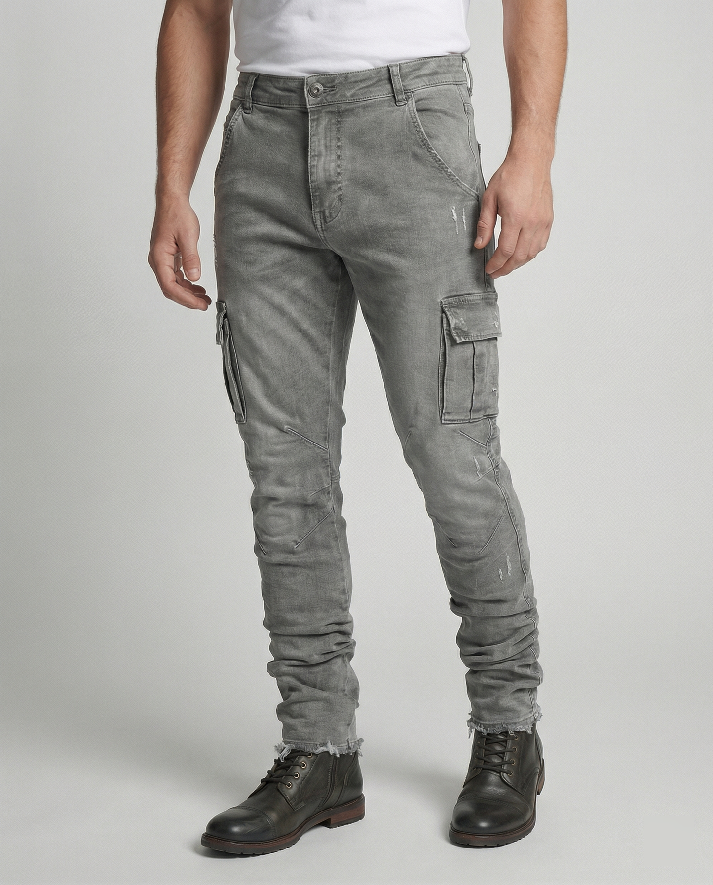Męskie jeansy cargo o swobodnym, dopasowanym kroju z funkcjonalnymi kieszeniami - Heidi Fashion 0