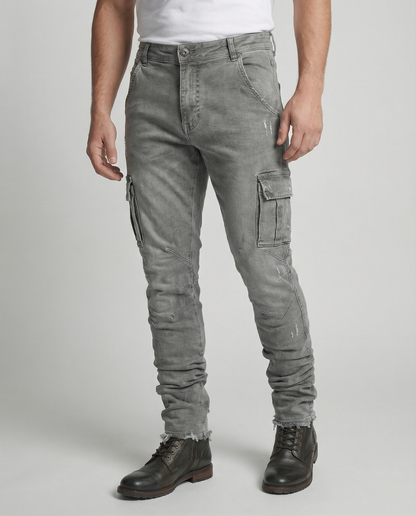 Męskie jeansy cargo o swobodnym, dopasowanym kroju z funkcjonalnymi kieszeniami - Heidi Fashion 0