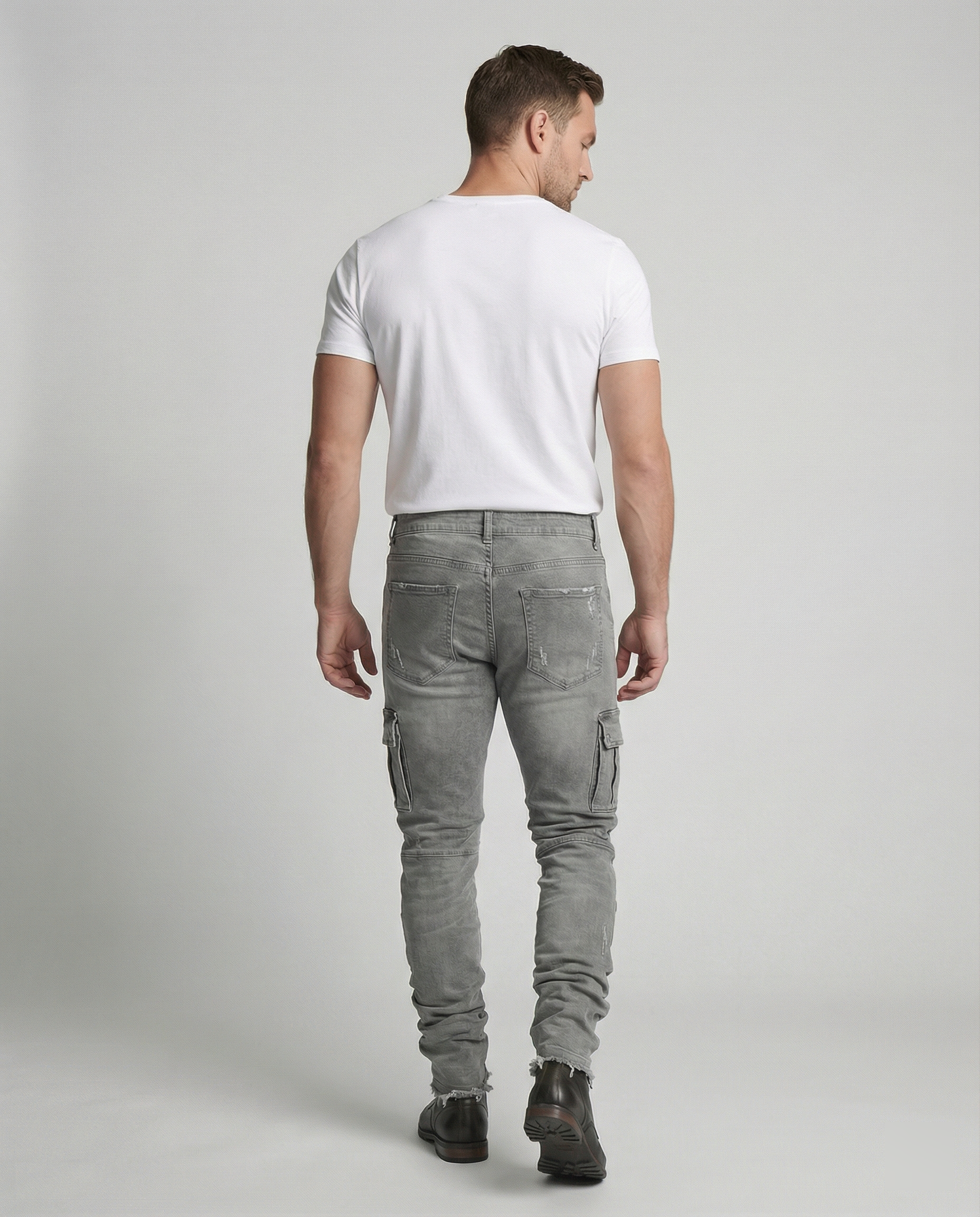 Męskie jeansy cargo o swobodnym, dopasowanym kroju z funkcjonalnymi kieszeniami - Heidi Fashion 3