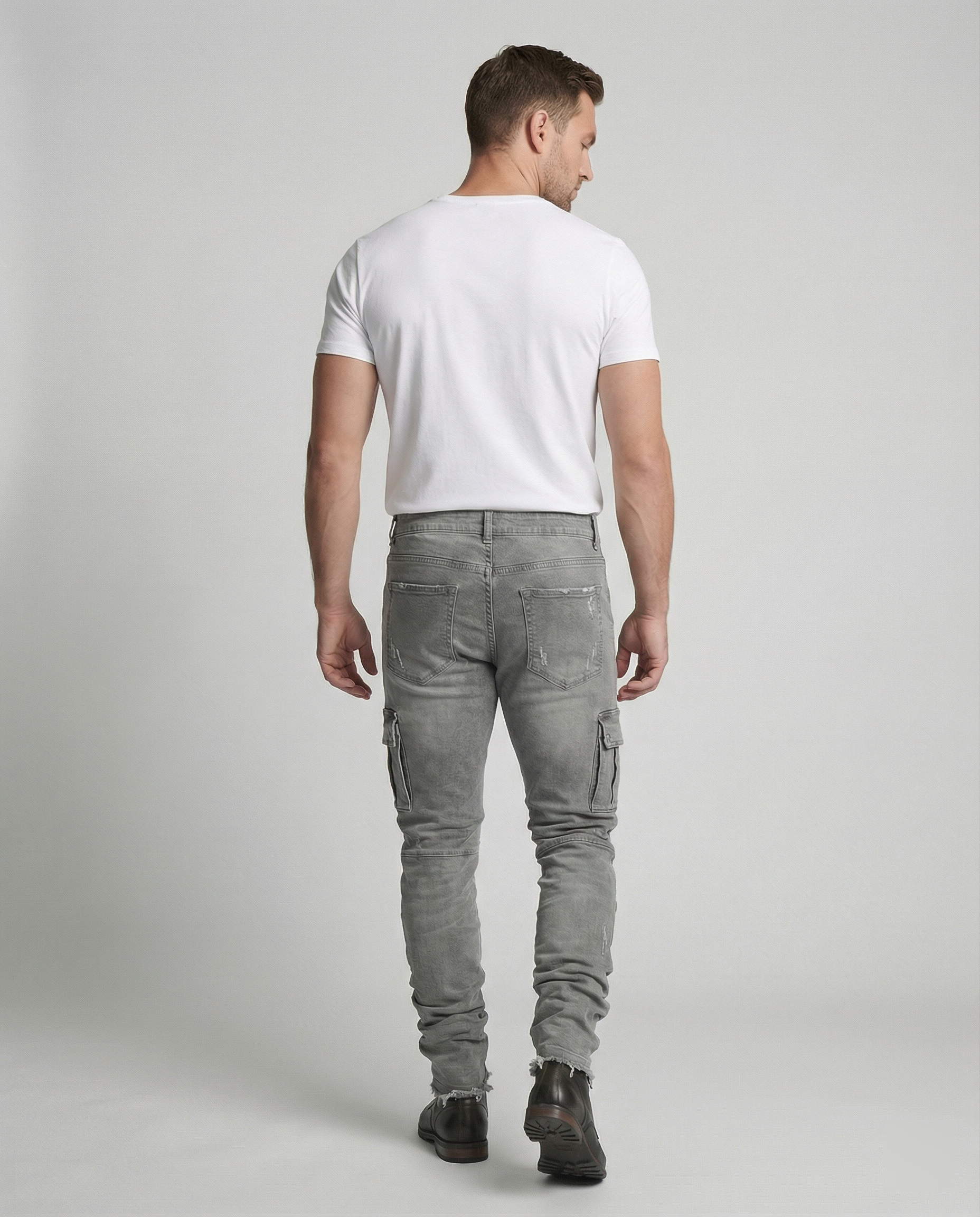 Męskie jeansy cargo o swobodnym, dopasowanym kroju z funkcjonalnymi kieszeniami - Heidi Fashion 3