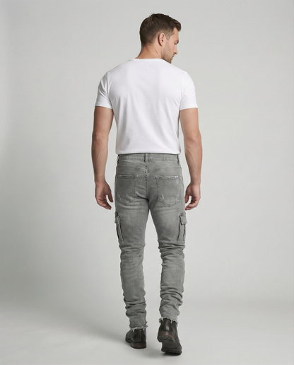 Męskie jeansy cargo o swobodnym, dopasowanym kroju z funkcjonalnymi kieszeniami - Heidi Fashion 3