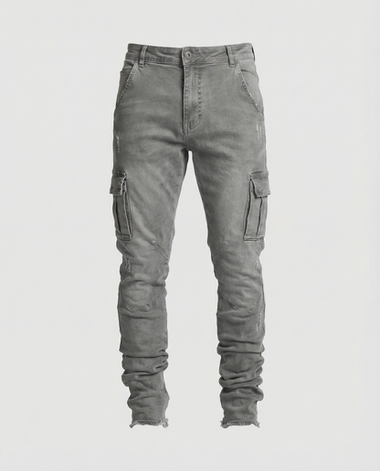 Męskie jeansy cargo o swobodnym, dopasowanym kroju z funkcjonalnymi kieszeniami - Heidi Fashion 4
