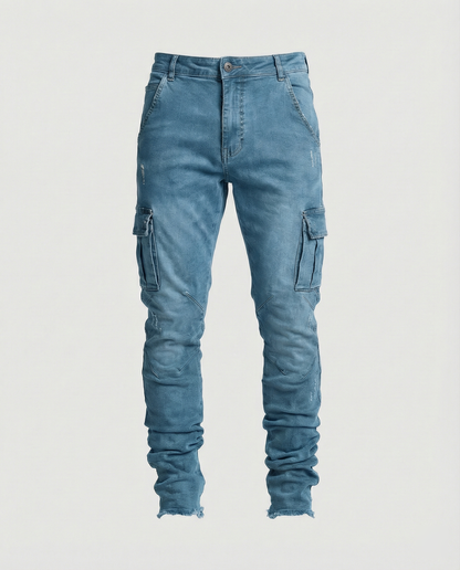 Męskie jeansy cargo o swobodnym, dopasowanym kroju z funkcjonalnymi kieszeniami - Heidi Fashion 5