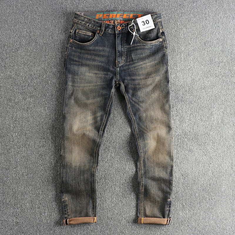 Męskie jeansy o dopasowanym kroju i swobodnym, zużytym wyglądzie - Heidi fashion 1