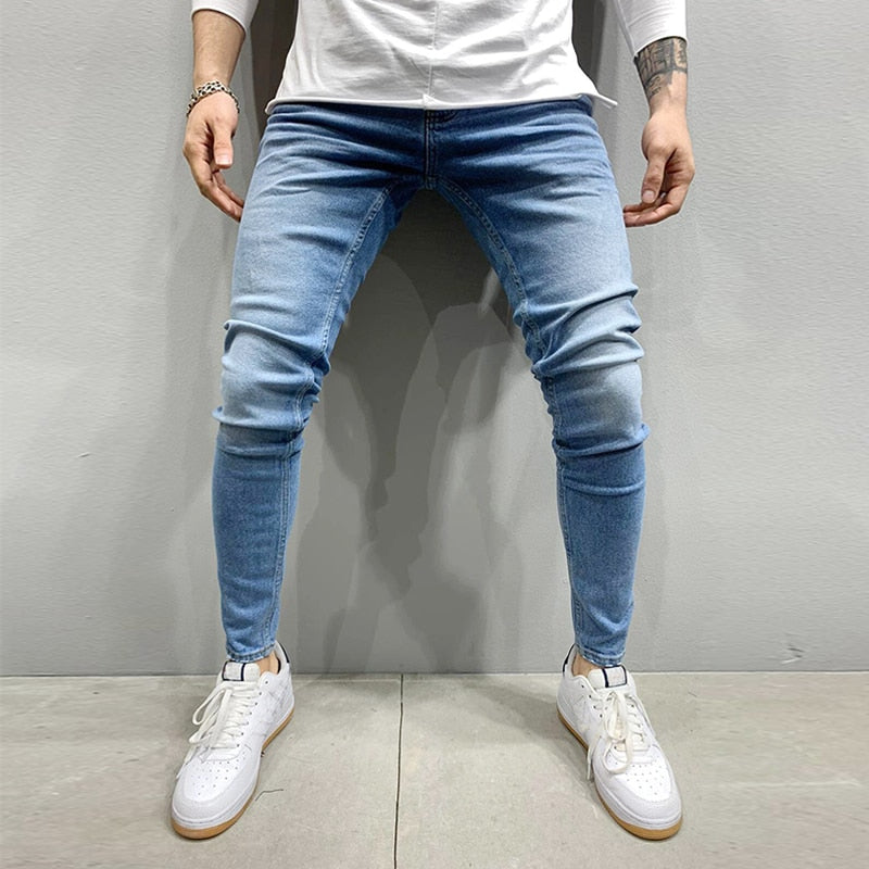 Męskie jeansy skinny fit z lekkimi przetarciami 2