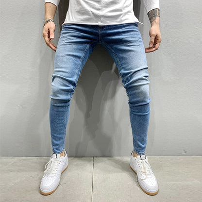 Męskie jeansy skinny fit z lekkimi przetarciami 2