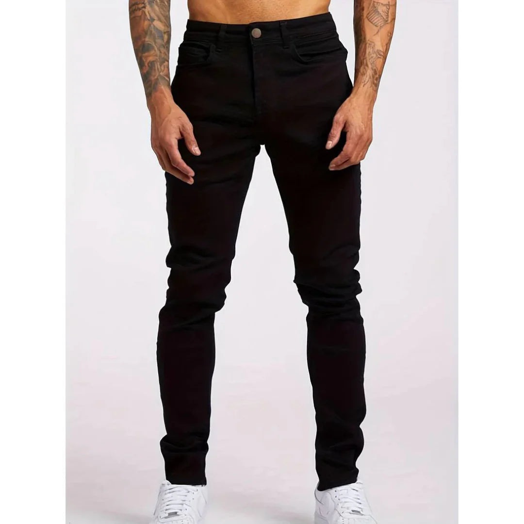 Męskie jeansy slim fit, elastyczne, styl casual-street 0