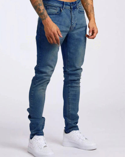 Męskie jeansy slim fit, elastyczne, styl casual-street 1
