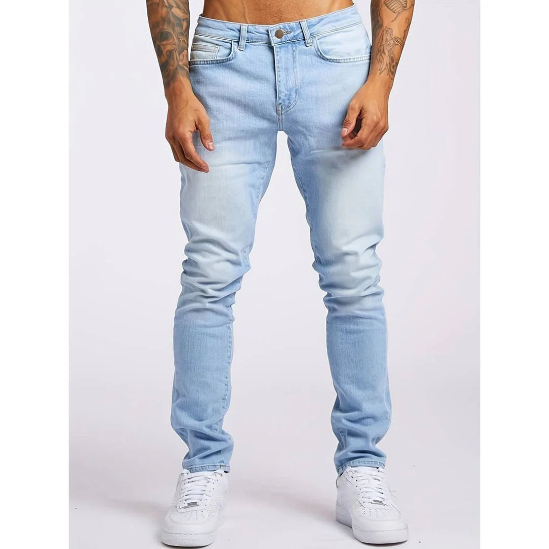 Męskie jeansy slim fit, elastyczne, styl casual-street 2