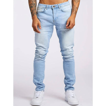 Męskie jeansy slim fit, elastyczne, styl casual-street 2