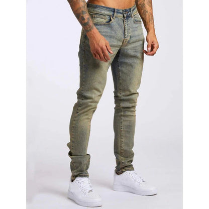 Męskie jeansy slim fit, elastyczne, styl casual-street 3
