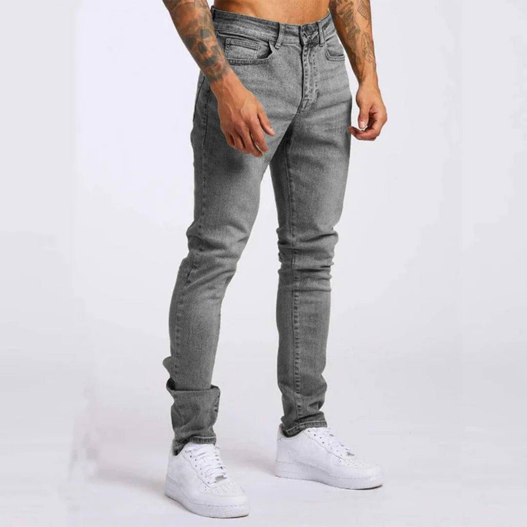 Męskie jeansy slim fit, elastyczne, styl casual-street 4