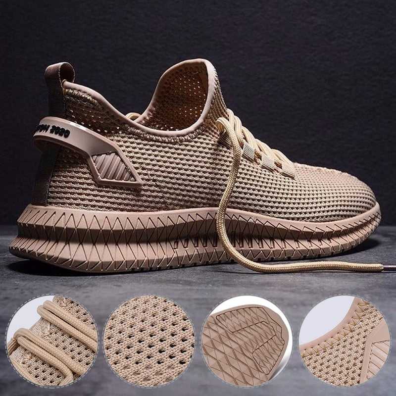 Męskie lekkie sportowe buty sneakersy z oddychającej siateczki i elastyczną podeszwą 4