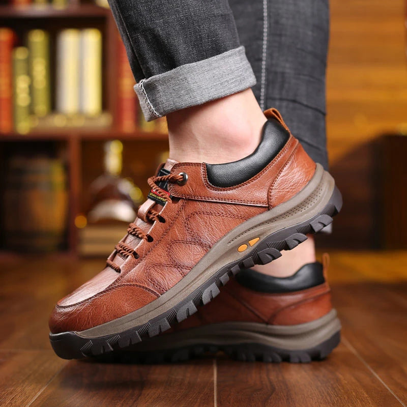 Męskie skórzane buty trekkingowe z antypoślizgową podeszwą 3