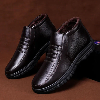 Męskie skórzane zimowe buty z ociepleniem 0