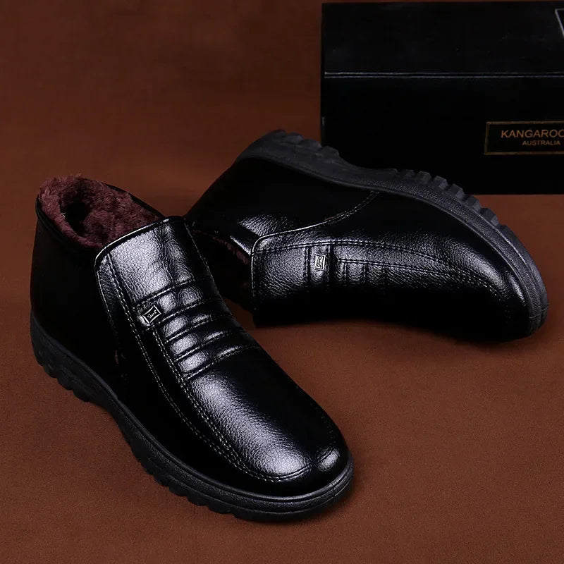 Męskie skórzane zimowe buty z ociepleniem 2