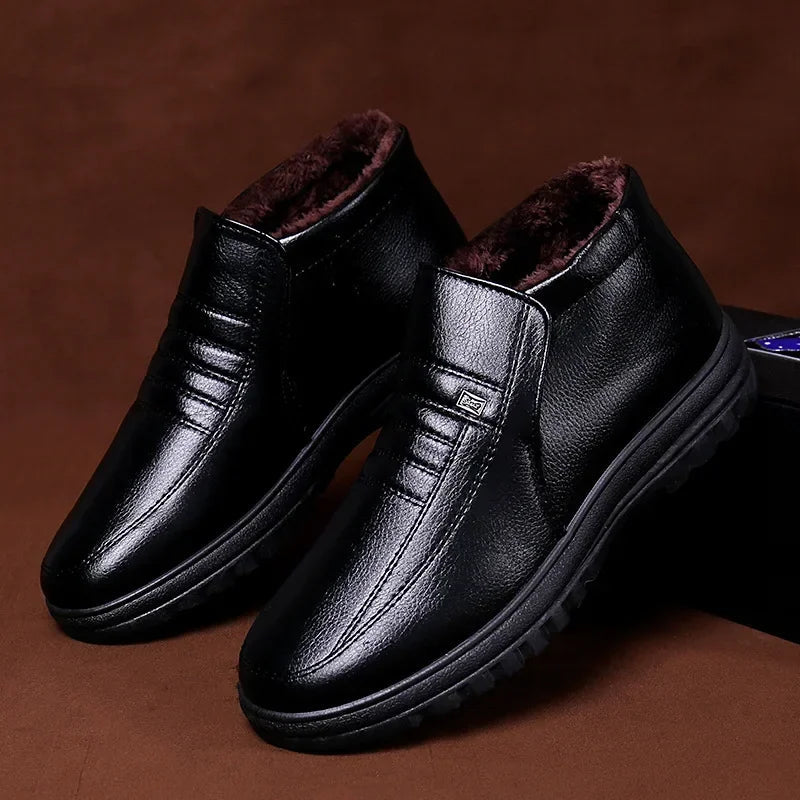 Męskie skórzane zimowe buty z ociepleniem 3