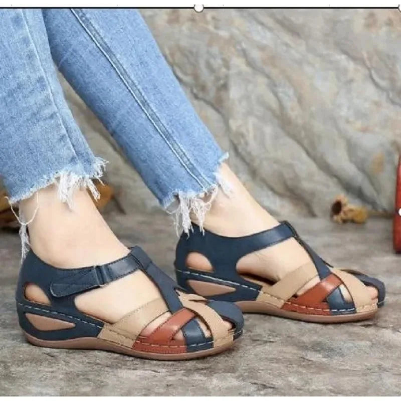 Skórzane sandały ortopedyczne buty damskie z regulowanymi paskami 5