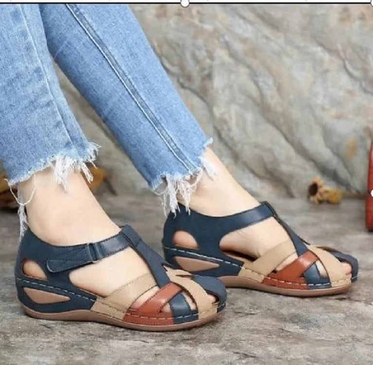 Skórzane sandały ortopedyczne buty damskie z regulowanymi paskami 0