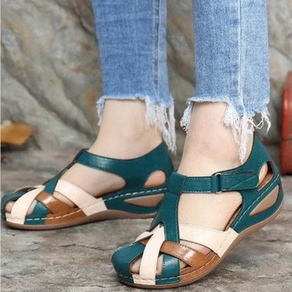 Skórzane sandały ortopedyczne buty damskie z regulowanymi paskami 2