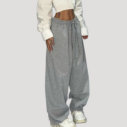 Spodnie damskie typu jogger z szerokimi nogawkami i ściągaczem typu baggy 1
