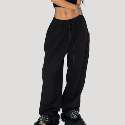 Spodnie damskie typu jogger z szerokimi nogawkami i ściągaczem typu baggy 4