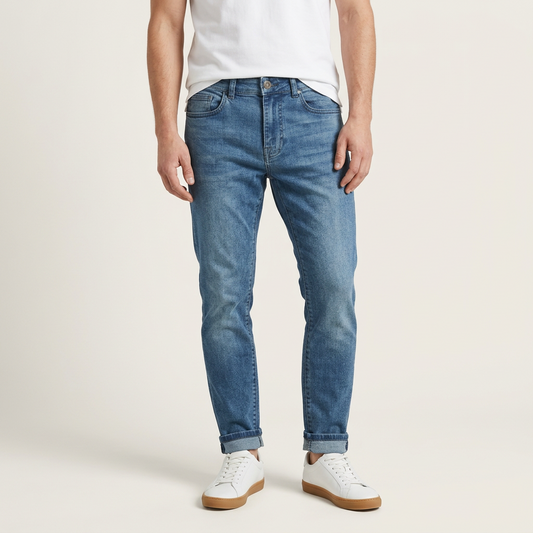 Spodnie męskie slim-fit – Średni stan i kontrastowe szwy