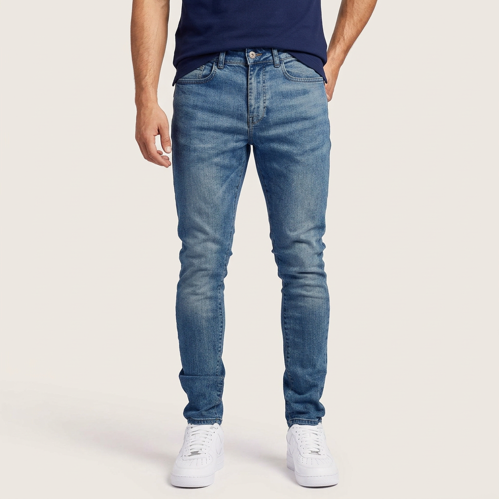 Spodnie męskie slim-fit – Średni stan i kontrastowe szwy