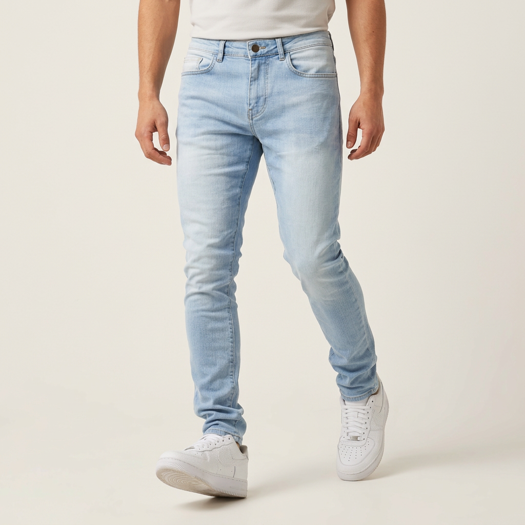 Spodnie męskie slim-fit – Średni stan i kontrastowe szwy