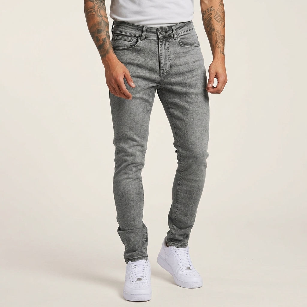 Spodnie męskie slim-fit – Średni stan i kontrastowe szwy