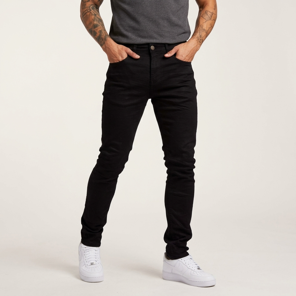 Spodnie męskie slim-fit – Średni stan i kontrastowe szwy