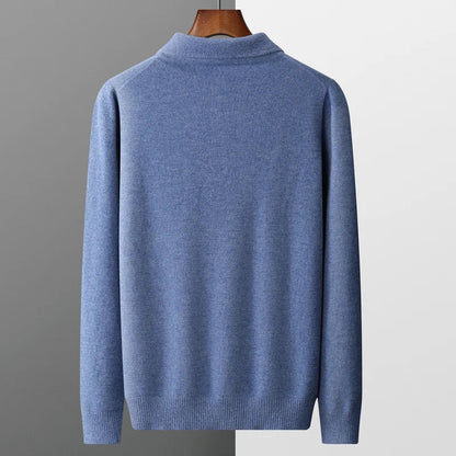 Sweter męski polo z wełny merynosów 100% – elegancki golf z kołnierzykiem 4