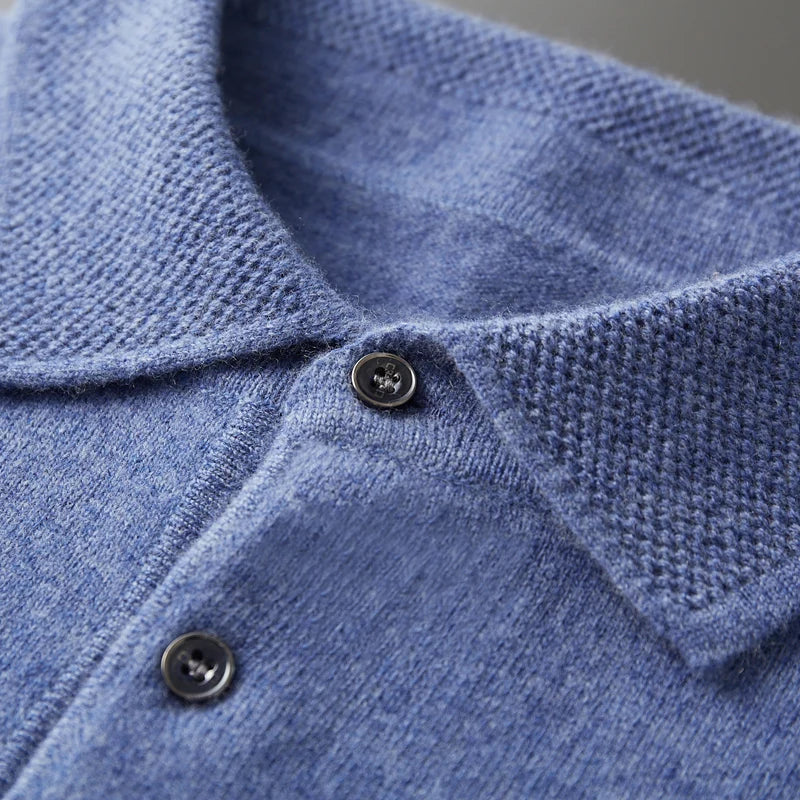 Sweter męski polo z wełny merynosów 100% – elegancki golf z kołnierzykiem 5