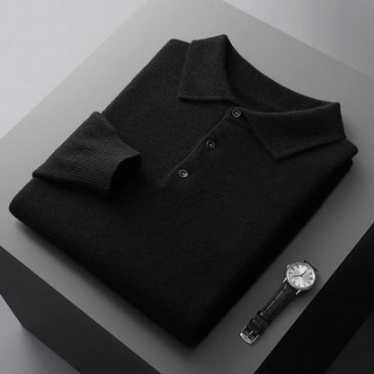 Sweter męski polo z wełny merynosów 100% – elegancki golf z kołnierzykiem 7