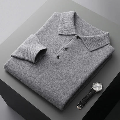 Sweter męski polo z wełny merynosów 100% – elegancki golf z kołnierzykiem 8