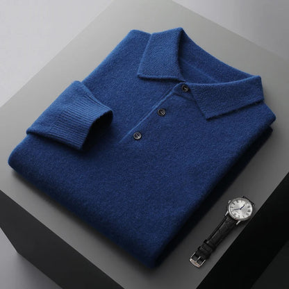 Sweter męski polo z wełny merynosów 100% – elegancki golf z kołnierzykiem 9