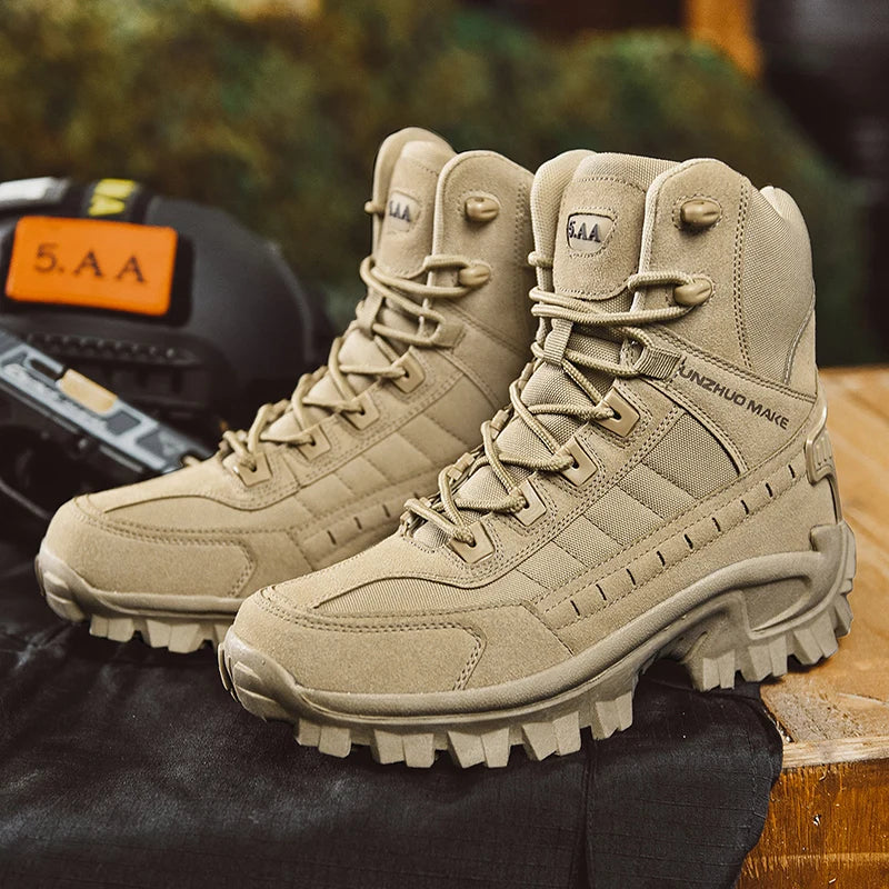 Wodoodporne męskie buty wojskowe trapery taktyczne z wysoką cholewką 1
