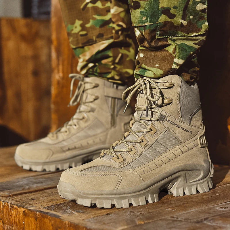 Wodoodporne męskie buty wojskowe trapery taktyczne z wysoką cholewką 5