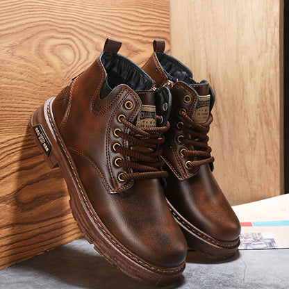 Wysokie skórzane buty męskie z zamkiem 0