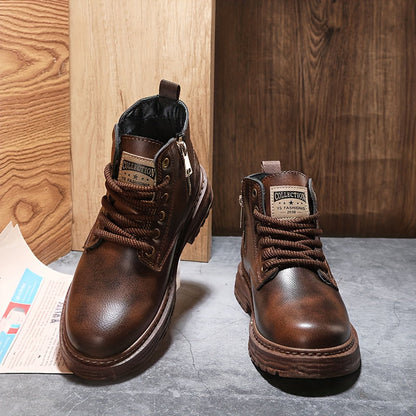 Wysokie skórzane buty męskie z zamkiem 2