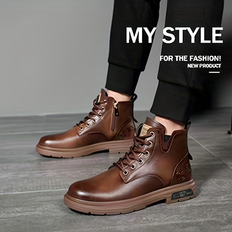 Wysokie skórzane buty męskie z zamkiem 7